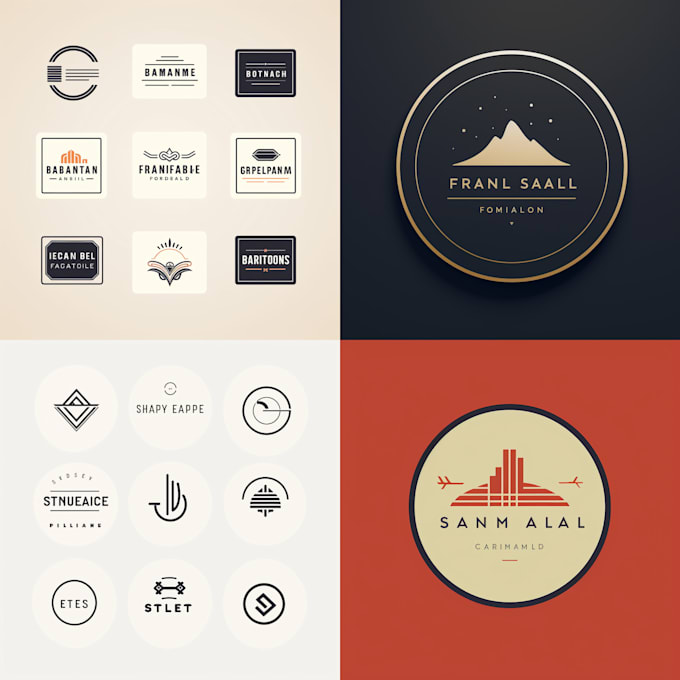 do modern line art text or badge logo design