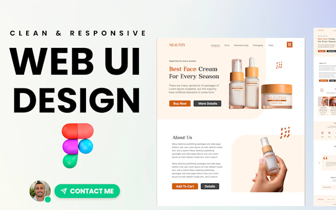 make figma ui ux design for figma website, landing page, website ui design