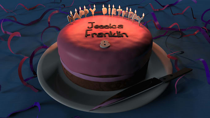create a personalized 3D birthday cake image
