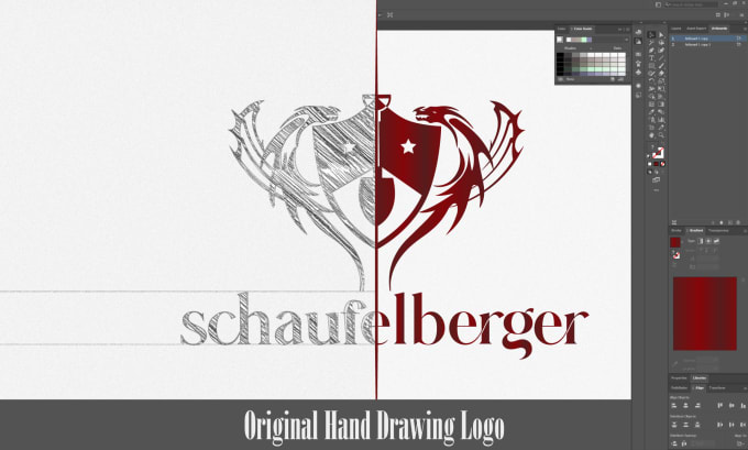 Create crest hand drawing logo by Endmor | Fiverr