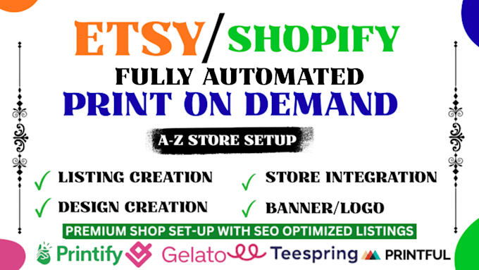 Set up etsy or shopify pod print on demand store with printify ...