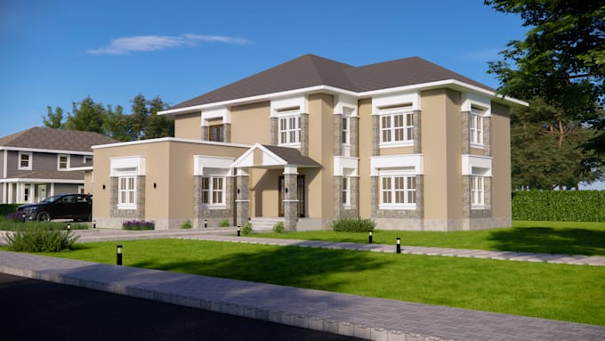create your architectural 3d exterior modeling and rendering