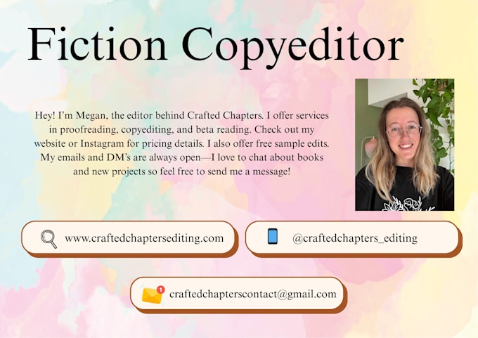 be your copyeditor for your fiction work