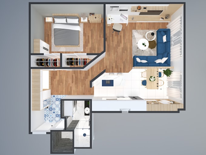 do 3d floor plan and interior exterior design with render
