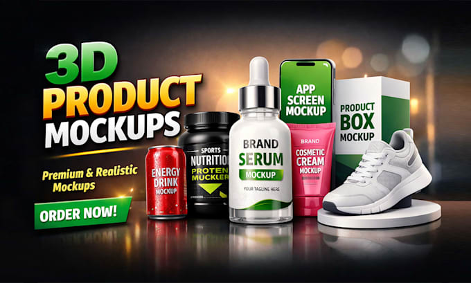 create professional 3d mockup for logo, product, or branding