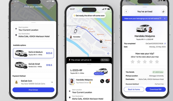 taxi booking app, ridesharing app, carpooling app, car rent app for you