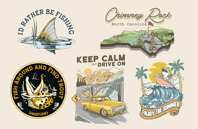 do hand drawn vintage illustration for your t shirt
