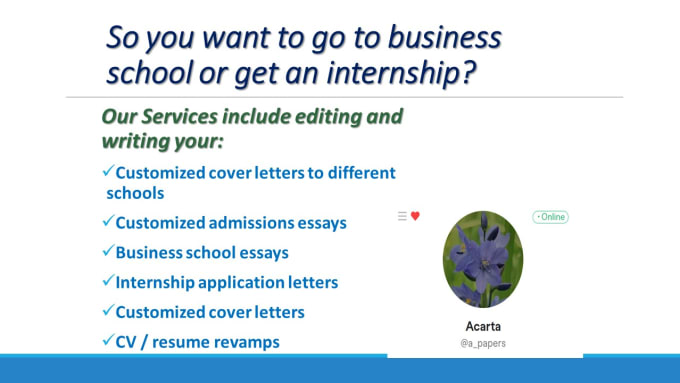 edit business school essays, college and internship applications