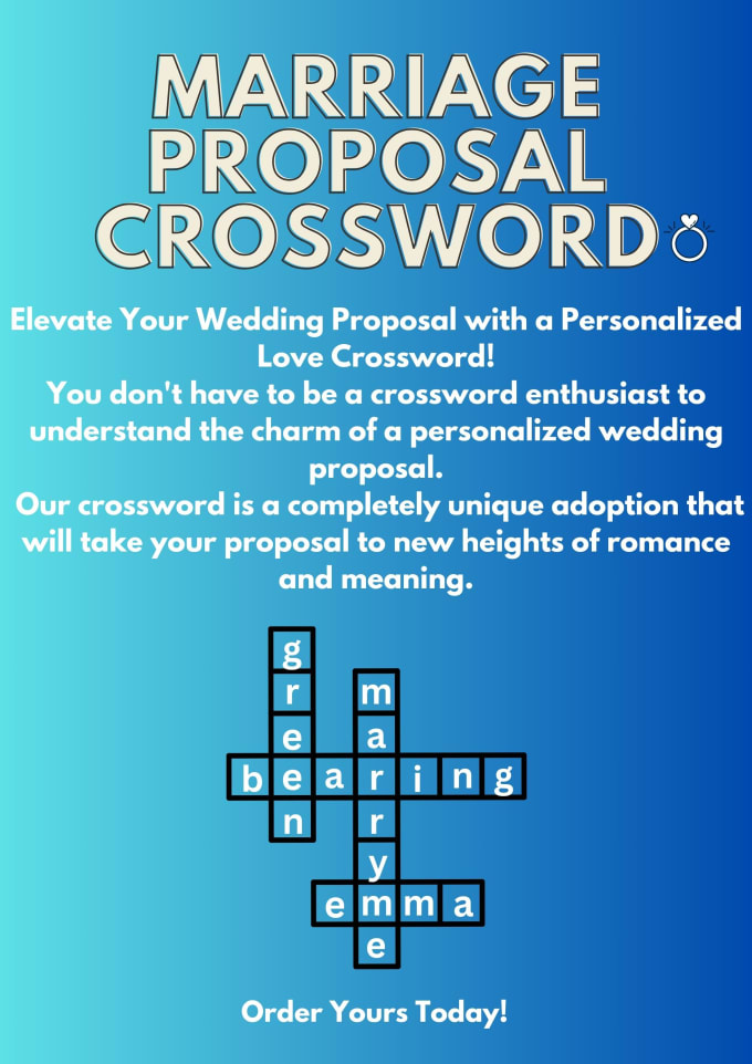 Create a custom marriage proposal crossword puzzle by Aviveinat1 Fiverr