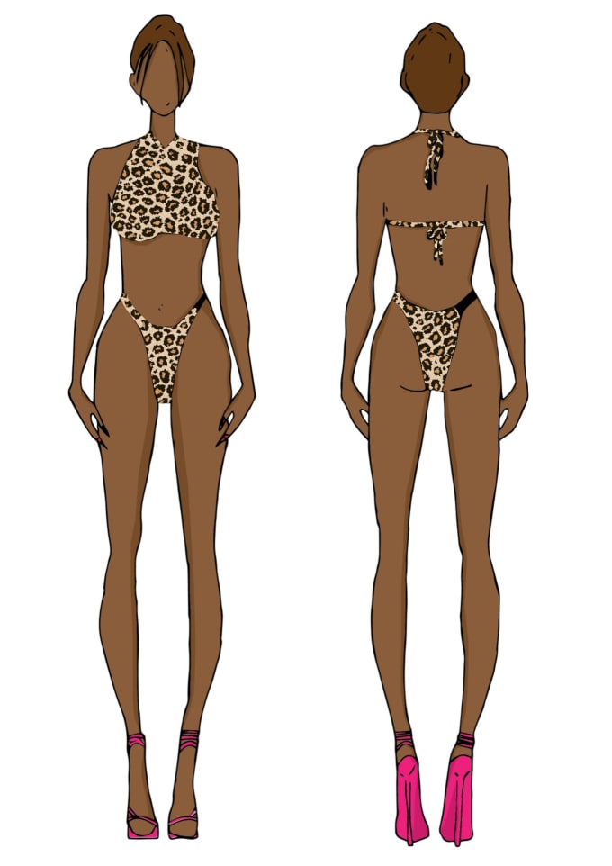 Draw a fashion bikini illustration or sketch by Nurisnaini536 Fiverr