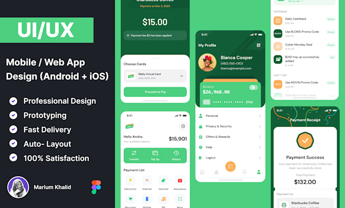 Design mobile ui ux design or app ui ux design in figma by Marium81 ...