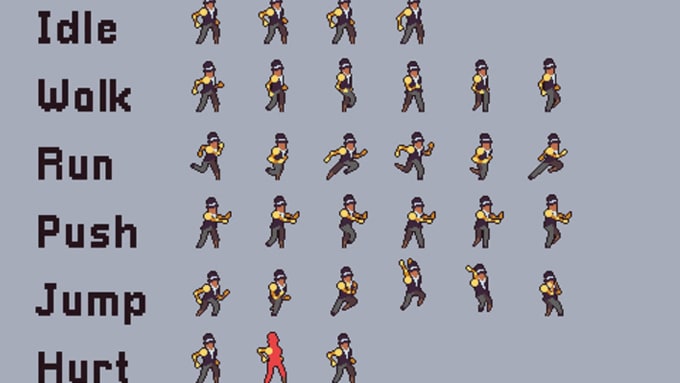 Draw a sprite sheet character, pixel art, character design, pixel for ...