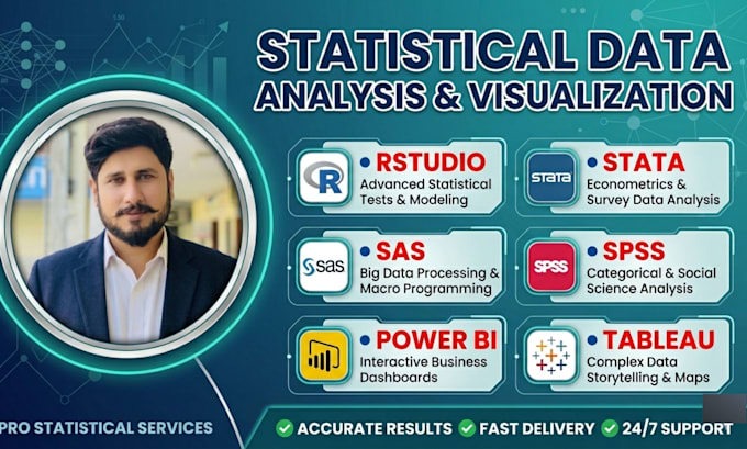 perform statistical data analysis in spss, rstudio, SAS, stata, power bi,tableau