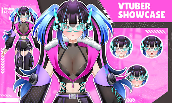 design vtuber model live2d character in anime artstyle and rigging for stream