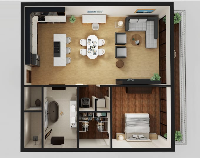 Create 2d and 3d floor plan and rendering using floorplanner by