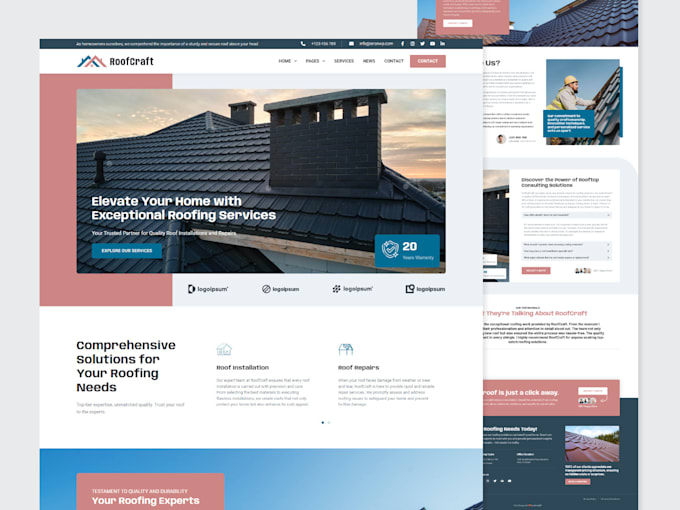 design roof company website on wordpress with elementor pro