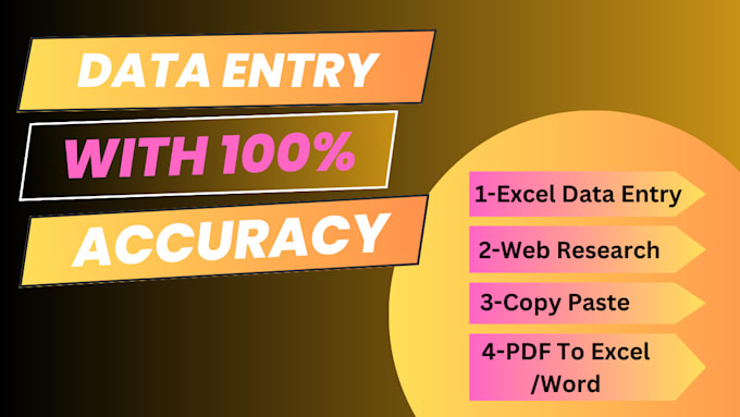 do professional excel data entry, copy paste, web research and PDF to excel word