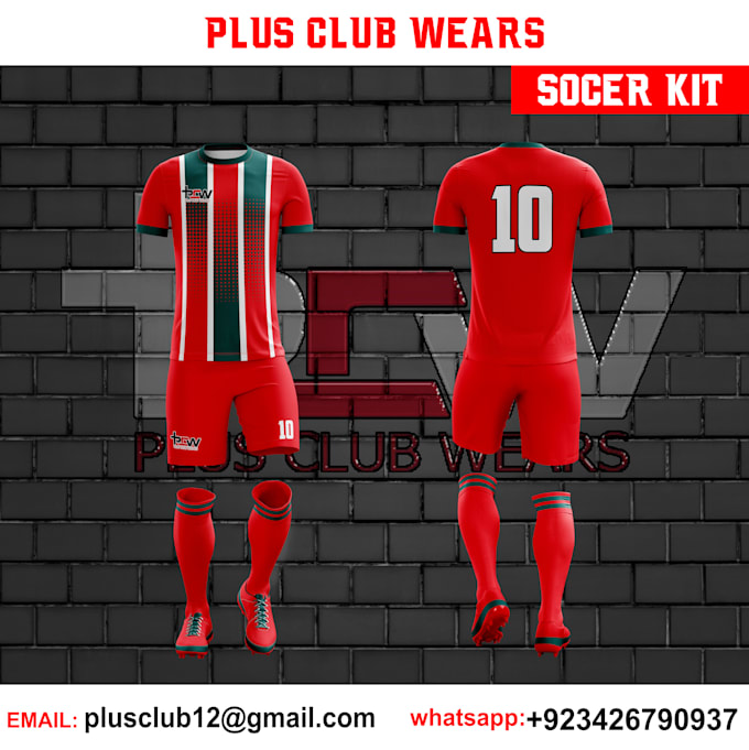 Do custom soccer kit and jersey design by Retouchface | Fiverr