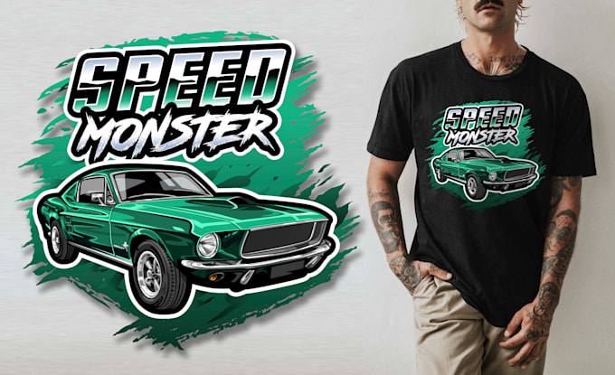 draw car vector illustration for t shirt design