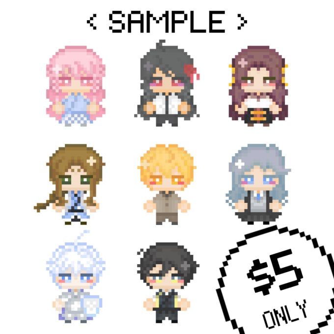 Draw cute chibi ych pixel art for your character by dreamwafer fiverr