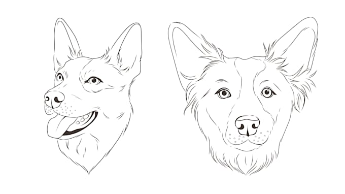 draw awesome line art illustration for your dog, cat, etc in 5 hours
