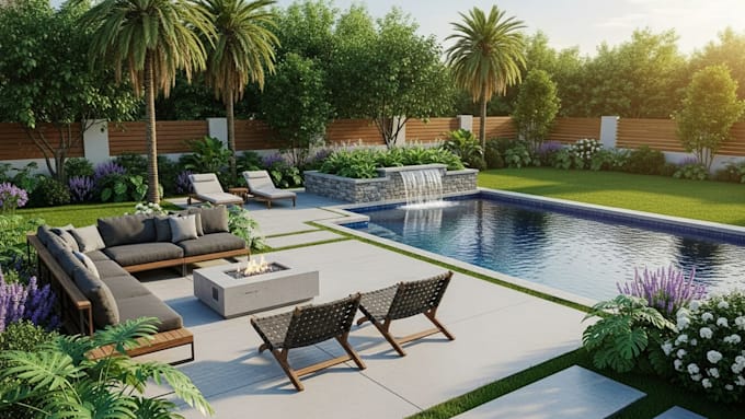design modern landscape, garden, backyard, patio and front yard