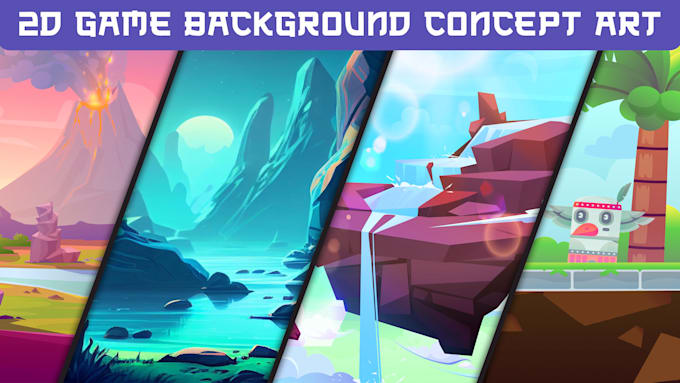 create 2d game backgrounds concept art, environment and tiles