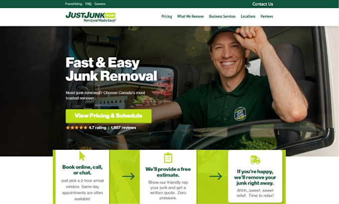 design professional junk removal website dumpster website handyman website