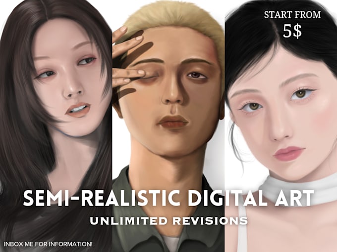 Draw a semi realistic digital art by Kazzzzuuuuu | Fiverr