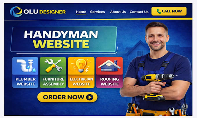 design handyman, plumber, electrician, roofing, furniture assembly website