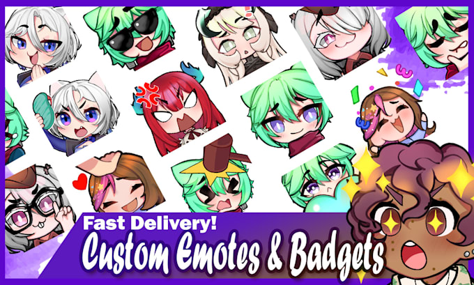 Create awesome twitch emotes and badges by Hibikirt | Fiverr