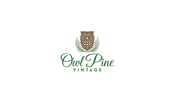 owl pine vintage logo design