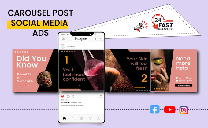 design attractive, unique carousel post for your instagram