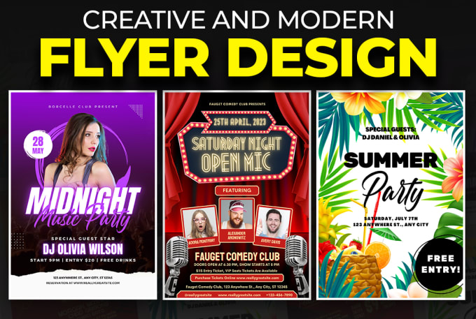 Creative flyer design for your business, party, or event within 24