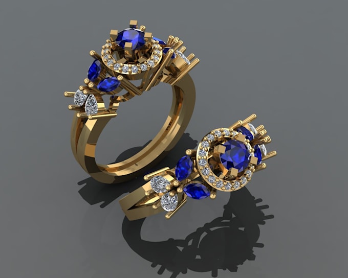 design realistic 3d diamond ring models for render or printing