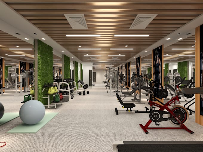 design office, gym and workplace spaces