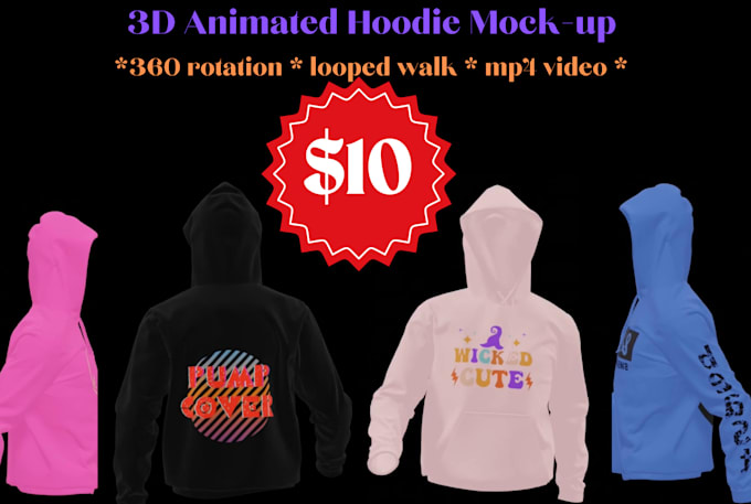 create a 3d hoodie animation of your design