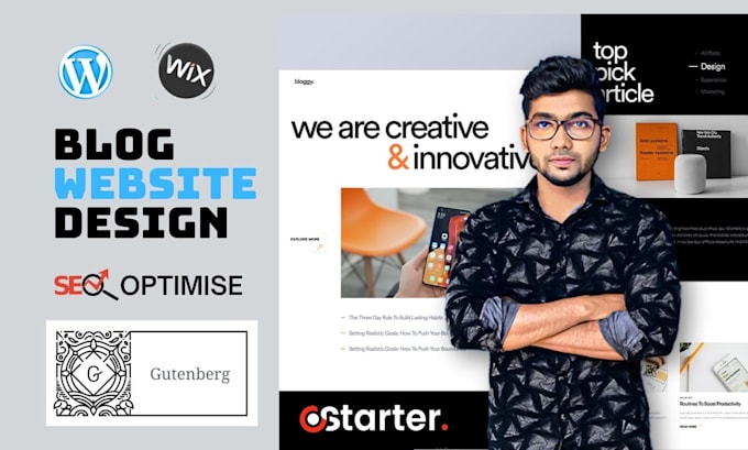 build responsive blog site with wordpress, gutenberg and wix