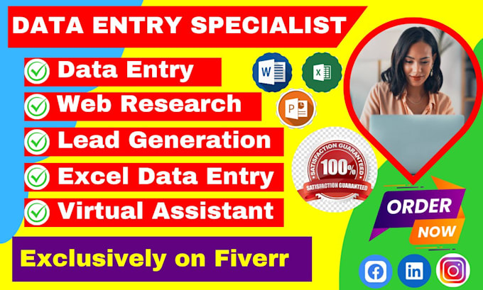 Perform accurate data entry, copy paste, typing and web research work ...