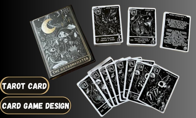 carte de tarot design, jeu de cartes, jeu de société avec boîte pleine,  règle et guide