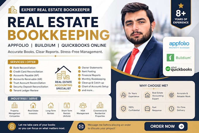 do real estate bookkeeping in quickbooks, appfolio, buildium