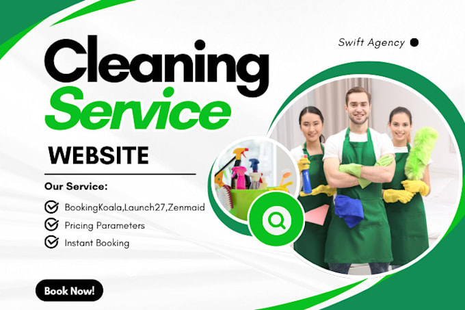 build cleaning service website, house, office cleaning, booking koala website