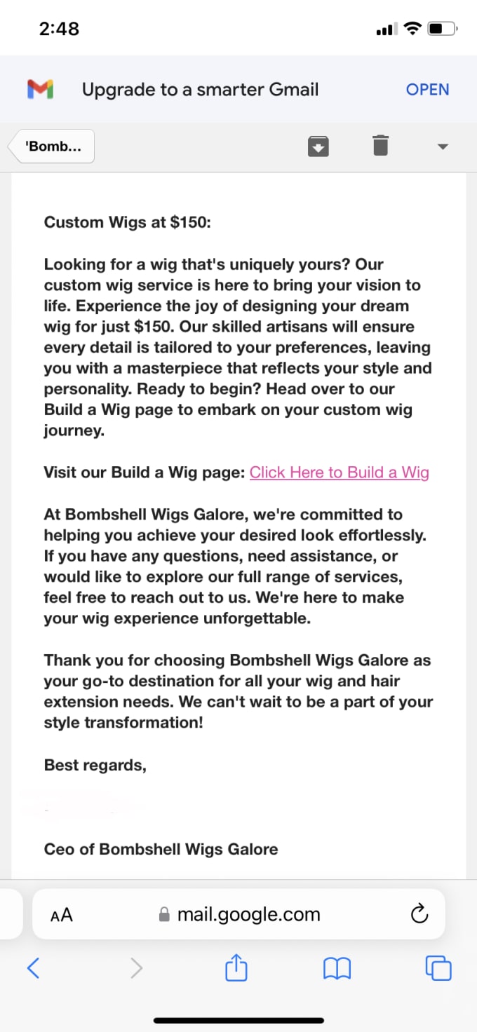 Email template storytelling website descriptions captions by