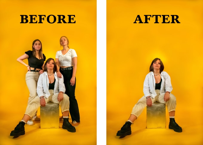 do photo editing, remove person, quick photoshop image editing