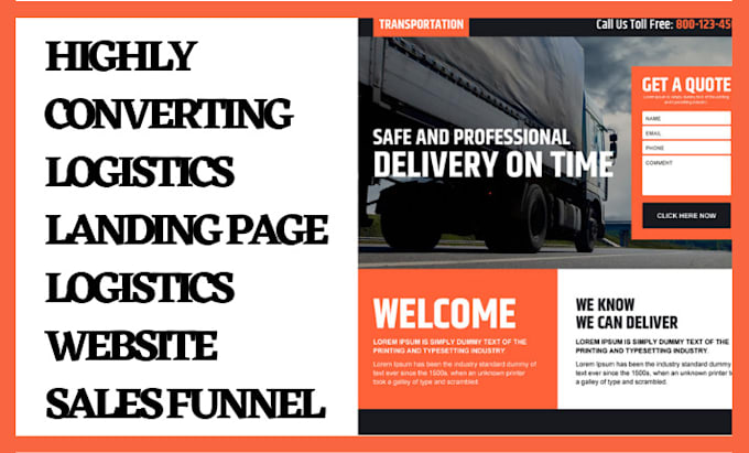 Design highly converting logistics landing page dispatch website sales