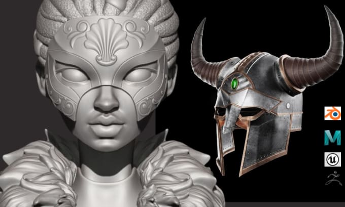 sculpter une armure 3d, accessoires 3d, masque 3d, casque 3d, cosplay 3d  pour l'impression 3d