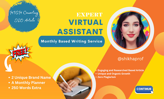 be your virtual assistant for monthly content, blog posts, SEO article writing
