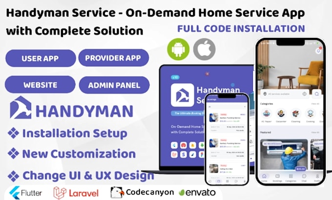 handyman multi service application installation reskin feature modificatio