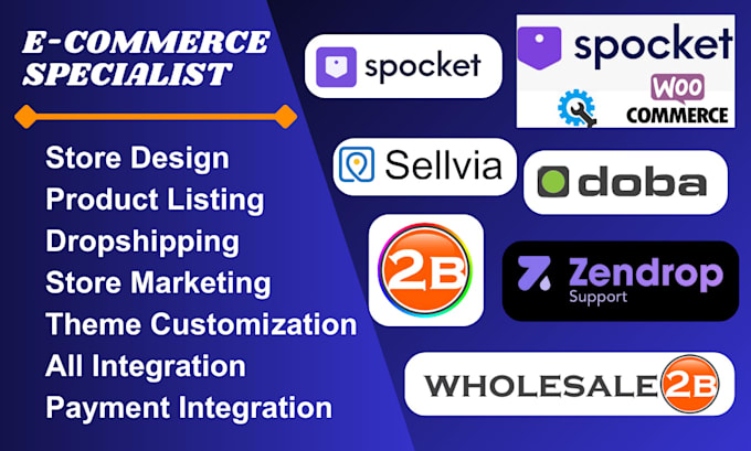 design ecommerce website doba, wholesale2b, spocket, zendrop, sellvia, temu