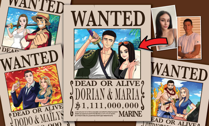 Draw one piece anime wanted poster based on your photo by Gantiwa